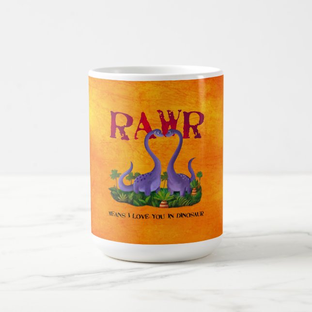 Caneca De Café Dinos - Rawr bonitos e românticos (Centro)