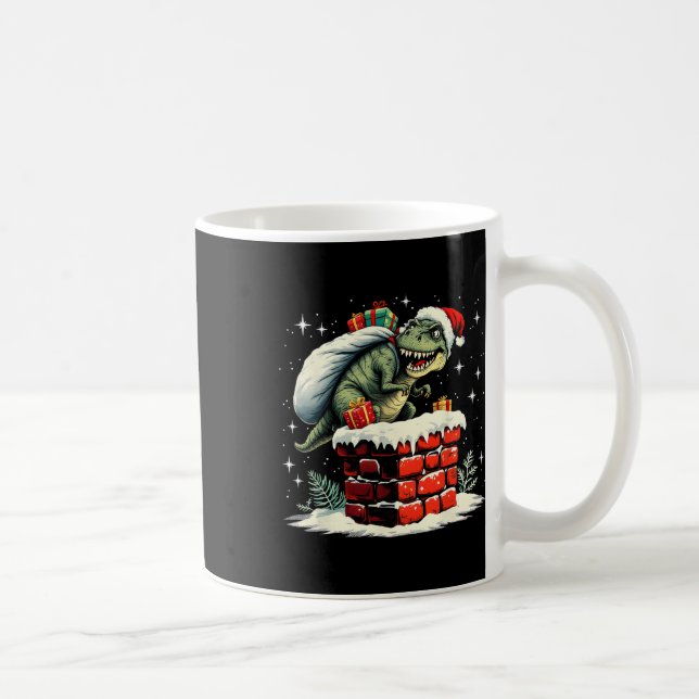 Caneca De Café Dinosaur Christmas Santa Xmas  (Direita)