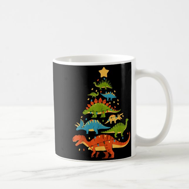 Caneca De Café Dinosaur Christmas Tree Dino Trex Dinosaur Lover C (Direita)