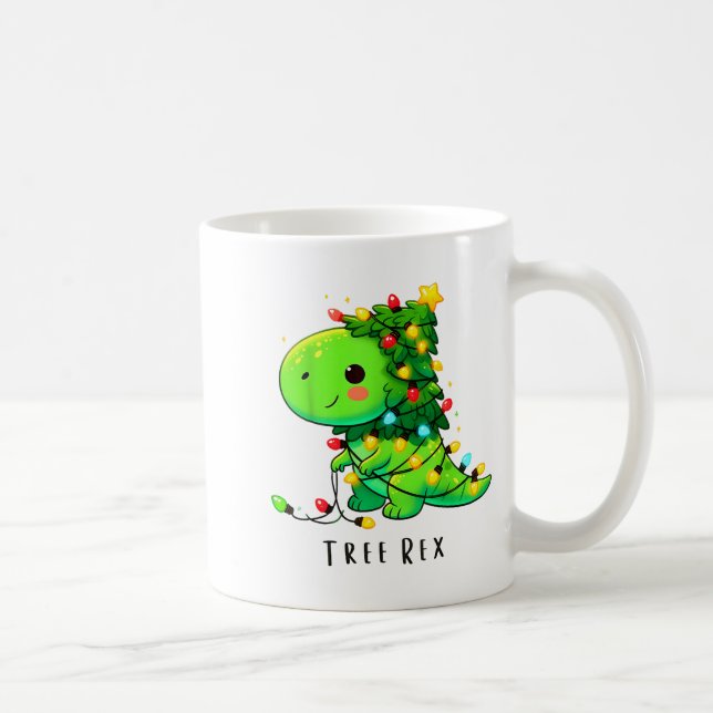 Caneca De Café Dinosaur Christmas Tree Rex Pajamas Men Boys Xmas  (Direita)