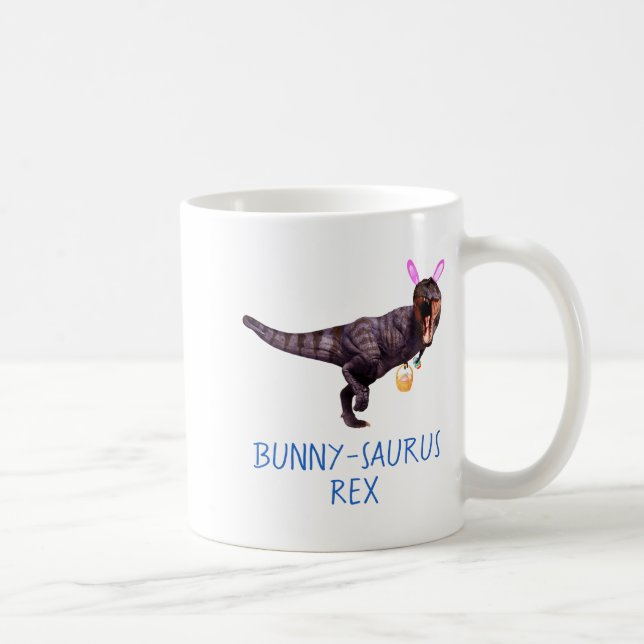 Caneca De Café Dinosaur Easter Bunny T Rex Tyrannosaurus Funny T  (Direita)