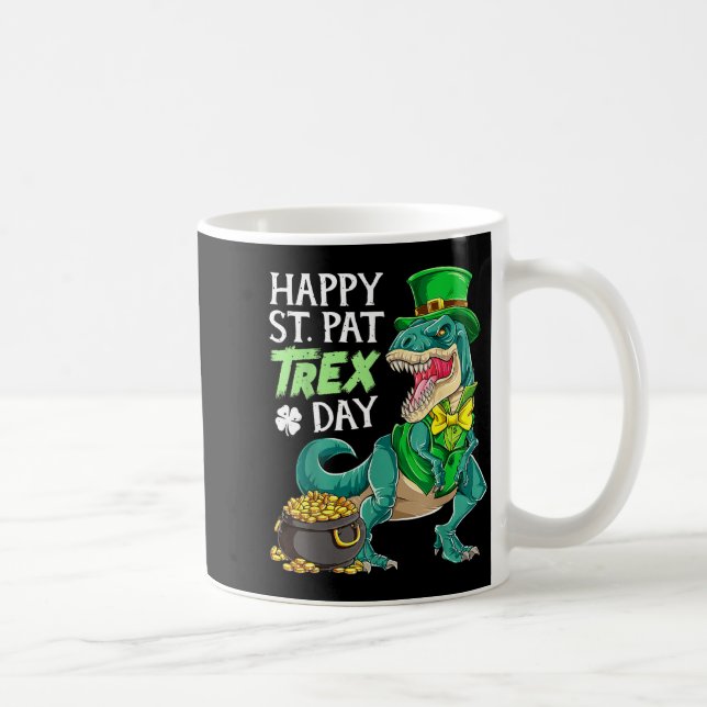 Caneca De Café Dinosaur St Patricks Day Happy St Pat Trex T Rex B (Direita)