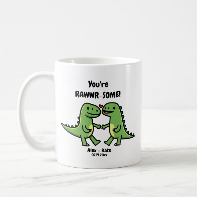 Caneca De Café Dinosaur valentines   (Esquerda)