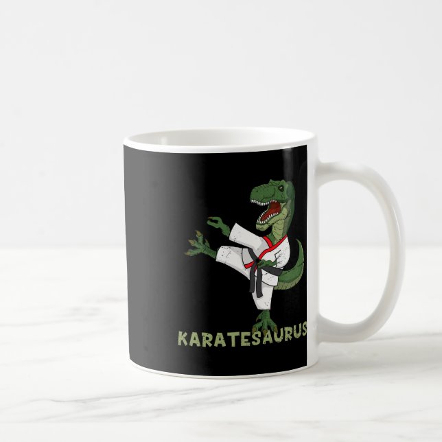 Caneca De Café Dinosauro de Karatê Engraçado Karatesaurus T-rex G (Direita)