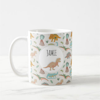 Caneca De Café Dinosaurs Kids Boho Dinosaur Custom Name