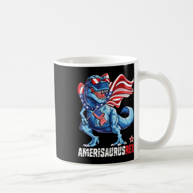 Caneca De Café Dinossauro 4º De Julho Meninas Homens Amerissauro  (Direita)