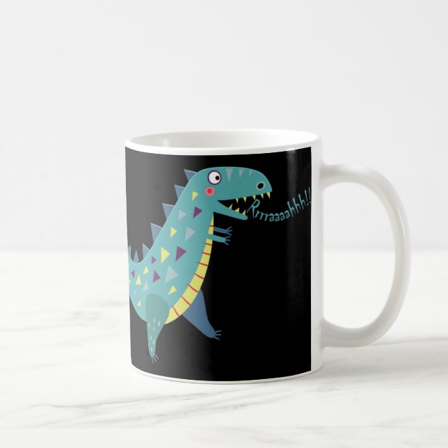 Caneca De Café Dinossauro Azul T Rex Ba (Direita)