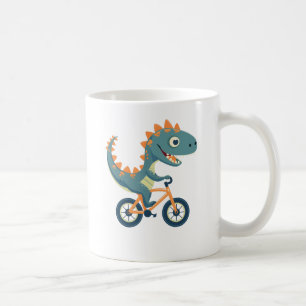 Caneca De Café Dinossauro bonito em bicicleta