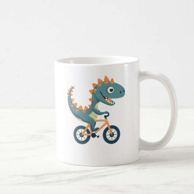 Caneca De Café Dinossauro bonito em bicicleta (Direita)