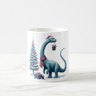 Caneca De Café dinossauro Brontosauro de Natal