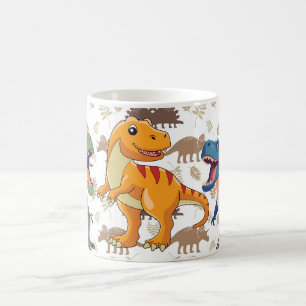 Caneca De Café Dinossauro com Pré-História Colorida• Dino diverti