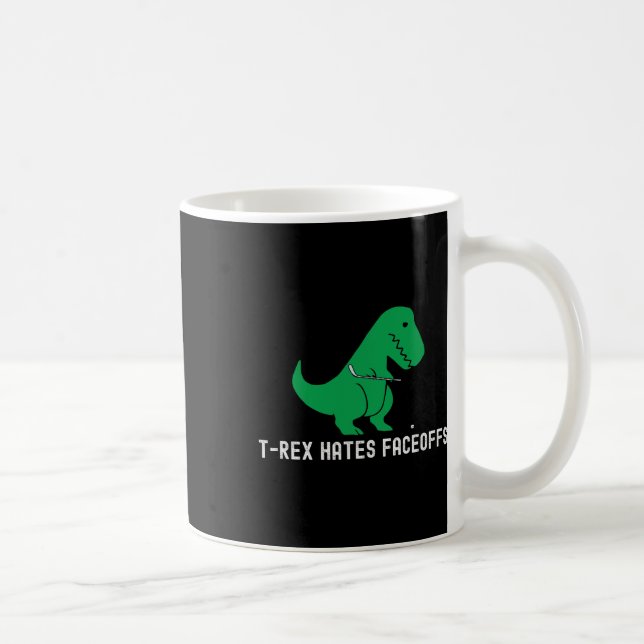 Caneca De Café Dinossauro de hóquei T-rex engraçado odeia disputa (Direita)