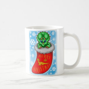 Caneca De Café Dinossauro de Natal