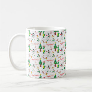 Caneca De Café dinossauro de Natal e boneco de neve