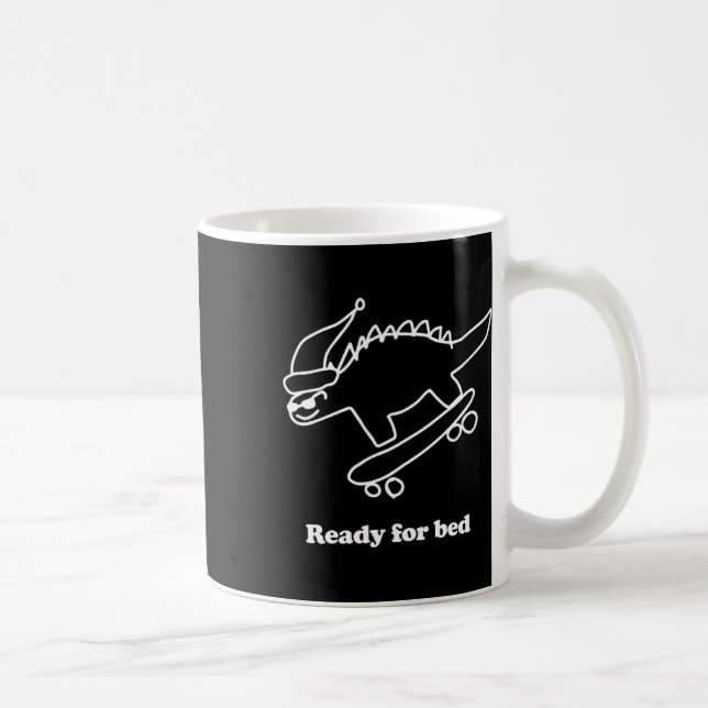 Caneca De Café Dinossauro de Skate Pronto Para Dormir  (Direita)