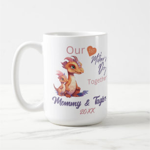 Caneca De Café Dinossauro e bebê Nosso Primeiro Dia de as mães Ju