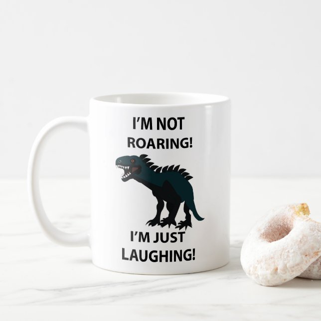 Caneca De Café Dinossauro Engraçado (Com Donut)