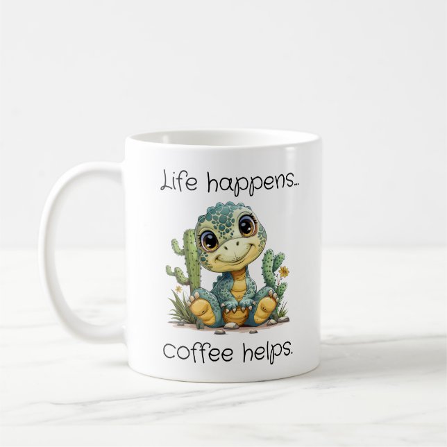 Caneca De Café Dinossauro Engraçado da Vida (Esquerda)