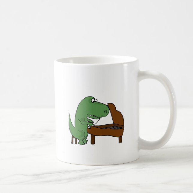 Caneca De Café Dinossauro engraçado de T-Rex que joga o piano (Direita)