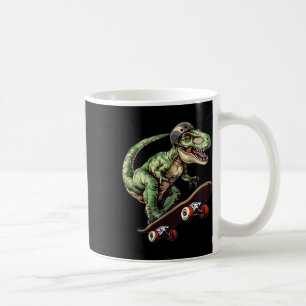Caneca De Café Dinossauro Engraçado T Rex Em Skate Skateboard K