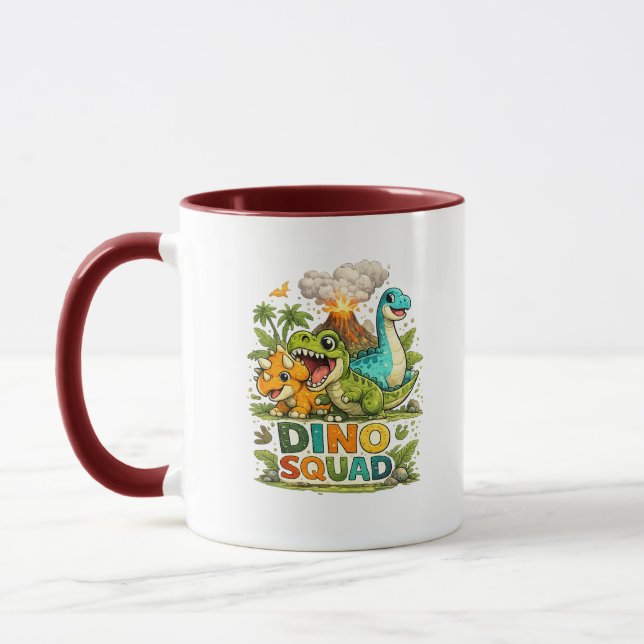 Caneca de Café Dinossauro Fofa Esquadrão Dino (Esquerda)