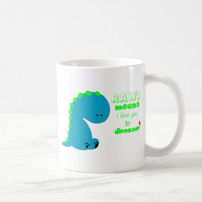 Caneca De Café Dinossauro Fofo RAWR (Direita)