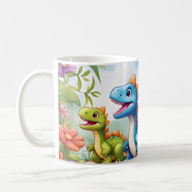 Caneca De Café Dinossauro Gato De 11 Oz Para Crianças (Esquerda)