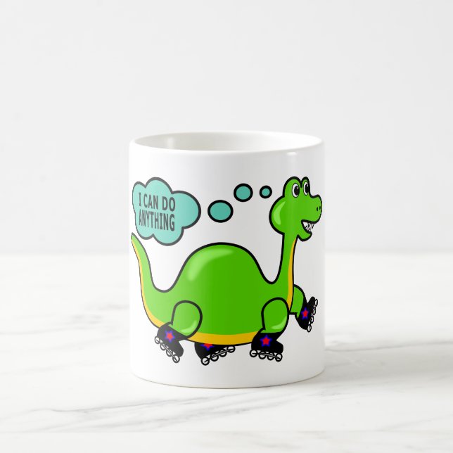 Caneca De Café Dinossauro legal dos desenhos animados que patina (Centro)