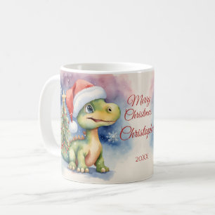 Caneca De Café Dinossauro Natal