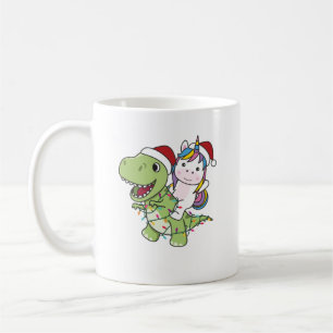 Caneca De Café Dinossauro Natal Unicórnio Winter T-Rex Dino