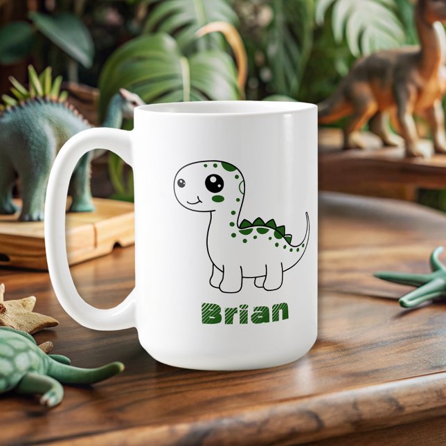 Caneca De Café Dinossauro Nome Personalizado Engraçado (Criador carregado)