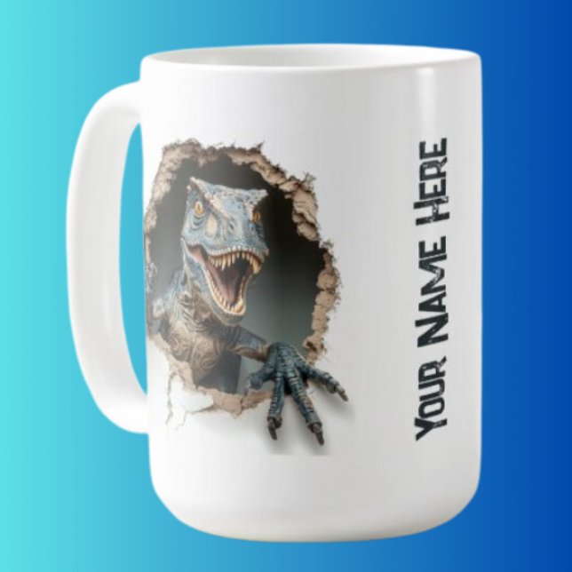 Caneca De Café Dinossauro Personalizado do Raptor Jurássico (Criador carregado)