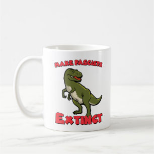 Caneca De Café Dinossauro Retrô Fofo - Faça Fascistas se Extingui