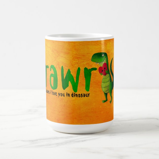 Caneca De Café Dinossauro romântico de RAWR T-rex (Centro)