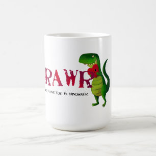 Caneca De Café Dinossauro romântico de RAWR T-rex