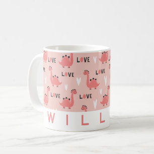 Caneca De Café Dinossauro Rosa Bonito, Mug De Amor   Presente per