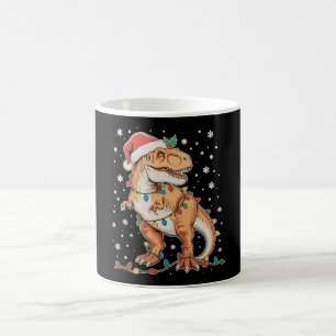 Caneca De Café Dinossauro T Rex Natal Luzes De Natal Férias