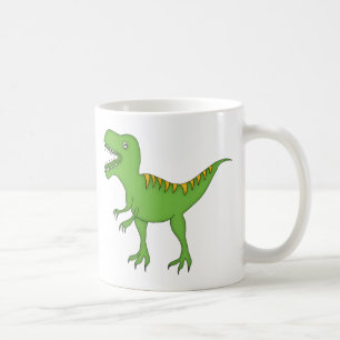 Caneca De Café Dinossauro verde de T-Rex+Personalize o nome da