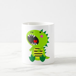 Caneca De Café Dinossauro verde RAWR