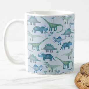 Caneca De Café Dinossauros Azul