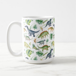 Caneca De Café Dinossauros Cachorros com aquarela