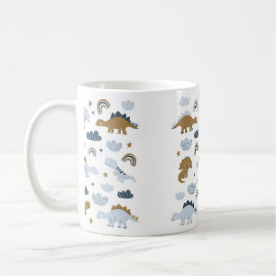 Caneca De Café Dinossauros desenhados à mão em estilo escandina