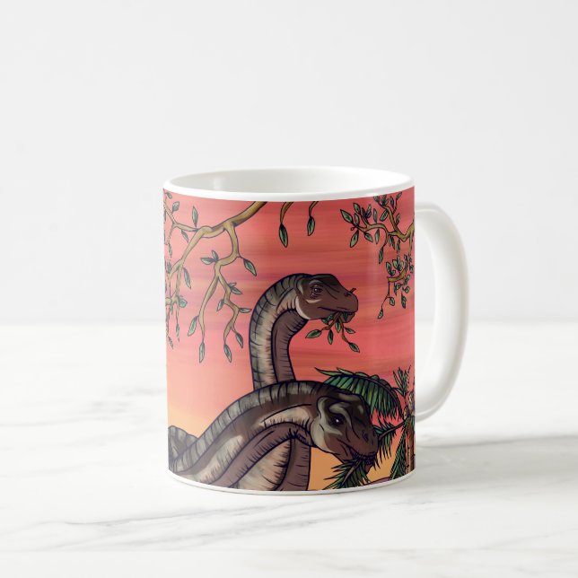 Caneca De Café Dinossauros em Dusk (Frente Esquerda)