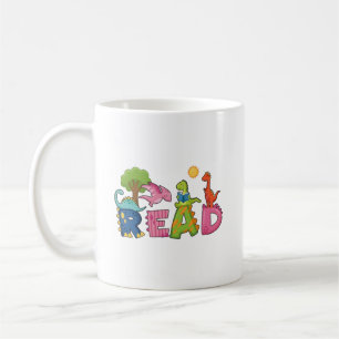 Caneca De Café Dinossauros Fofos Lêem Livros Professor do Ensino 