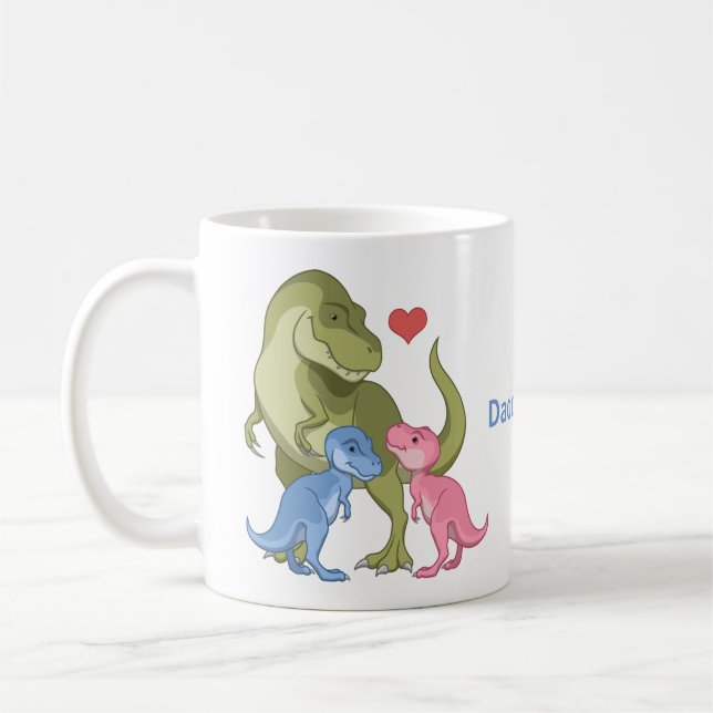 Caneca De Café Dinossauros Green T-Rex e Baby Girl (Esquerda)