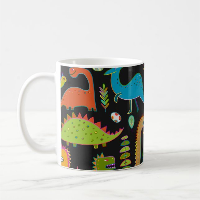 Caneca De Café Dinossauros Infantis: Padrão Divertido e Perfeito (Esquerda)