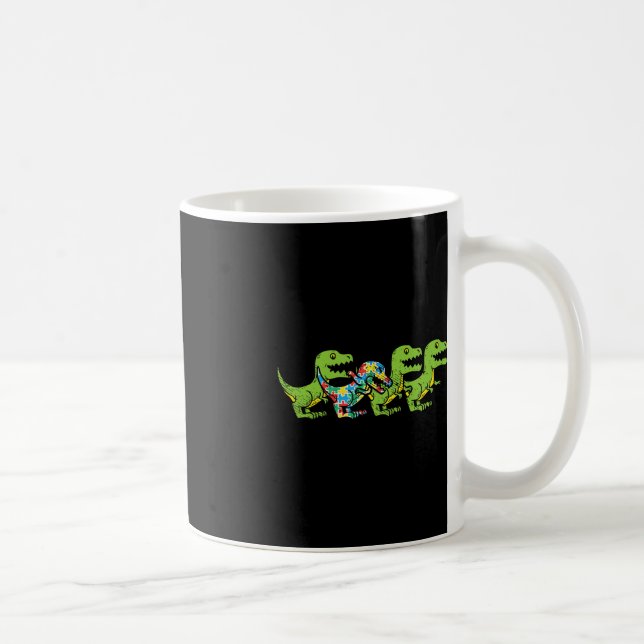 Caneca De Café Dinossauros T-Rex Quebra-cabeça Dino Autismo Consc (Direita)