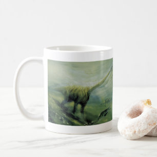 Caneca De Café Dinossauros Vintage, Brachiosaurus Nadando no Ocea