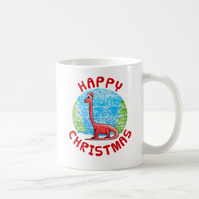 Caneca De Café Diplodocus Dinossauros Crianças de Natal Engraçado (Direita)