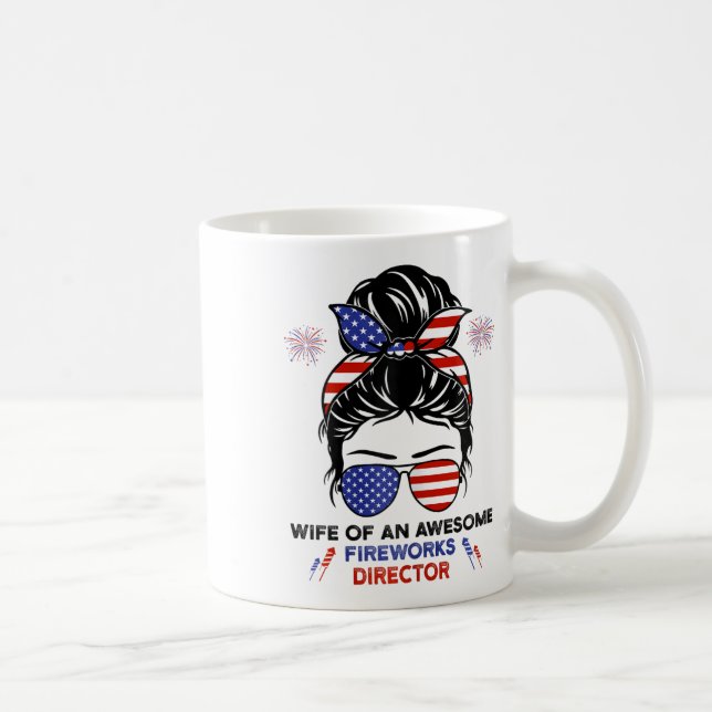 Caneca De Café Diretor De Fogos De Esposa - Funny Usa 4 De Julho  (Direita)